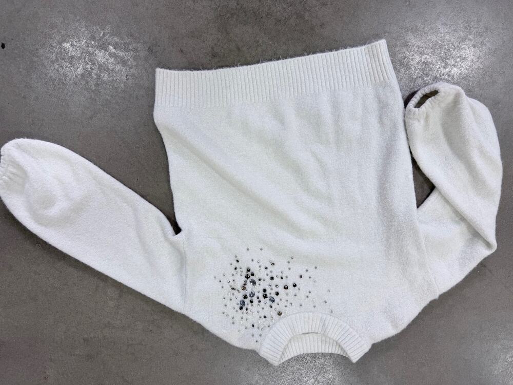 a new day Women's Knit Sweater M White Multicolor Embellished